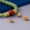 Pulsera de plata s925 color dorado con cuentas espaciadoras de cristal y accesorios con incrustaciones de diamantes, accesorios para collar y pulsera de perlas DIY