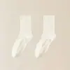 Calcetines de algodón para mujer de otoño e invierno, estilo popular transpirable hasta la mitad de la pantorrilla, adecuados para zapatos Birkenstock, calcetines de algodón holgados para mujer blancos sin costuras de doble aguja