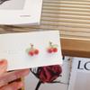 Aretes de Cereza con Aguja de Plata 925 y Cuentas de Azúcar Coreanas, Aretes con Sentido del Diseño, Estilo Ins, Estilo Fresco, Aretes Vintage Franceses para Mujer