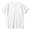 Camiseta de algodón puro de peso pesado para hombre, cuello redondo, manga corta, color blanco puro, estilo americano, simple, color liso, corte holgado, camiseta de verano para mujer