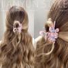 Pinza para el cabello coreana de ácido acético con flor estéreo y pedrería, hermosa y elegante, pinza de tiburón para la parte posterior de la cabeza, pinza de agarre de alta gama para mujer