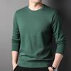 Camiseta de manga larga con cuello redondo para hombre, estilo business casual, color liso, básica simple, corte tridimensional, suéter, venta al por mayor