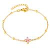 Nuevo Pulsera de Trébol de Acero de Titanio Estilo Chino con Incrustaciones de Circonita, Joyería de Lujo Ligero con un Toque Exquisito y de Alta Gama, Cadena para Clavícula de Mujer