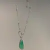Cadena Universal Chapada en Oro Blanco de 18K Cierre de Mosquetón Estilo Engrapadora Collar con Perla de Jade de Alta Calidad Colgante para Joyería Accesorio DIY