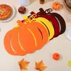 Manteles individuales de fieltro grueso con forma de calabaza, tapetes de mesa resistentes al calor calados para Acción de Gracias y Halloween, decoraciones festivas transfronterizas