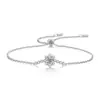 Estilo personalizado apilable, cierre ajustable, joyería más vendida en transmisiones en vivo, cierre anticaída, pulsera de plata 925 con moissanita, producto de lujo ligero de alta gama