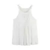 Camisole feminina de verão fina, sem mangas, franzida, com bojo, adequada para usar fora de casa como uma regata caseira