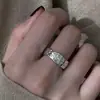 Anel Liso em Prata de Lei S925 Anel com Flor Escovada e Zircônia Anel Aberto para Dedo Indicador Feminino de Nicho Alto Padrão Não Desbota Atacado
