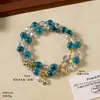 Pulseira de Ágata Coração de Açúcar com Cristal Swarovski para Mulheres, Luxo Leve, Nicho, Alto Padrão, Amuleto da Paz, Pulseira de Pérola e Ágata, Joia de Mão