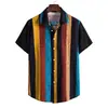 AliExpress EBAY2021 nova camisa masculina de manga curta moda camisa listrada solta geração de cabelo masculina