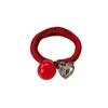 Cuerda para el cabello con perla roja, cuerda de metal con forma de corazón para mujer, banda de goma, exquisita cuerda para el cabello de alta gama, aro para el cabello, tocado para celebrantes de Internet