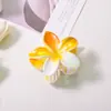 Novo Prendedor de Cabelo Garra Flor Plumeria Colorida Eletrodepositada com Efeito Gota de Chuva, Pente Simples e Elegante para Mulheres, Acessório de Cabelo