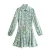 Vestido camisa de verano para mujer estilo europeo y americano 2022, manga larga, estampado 3257