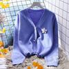 Estilo perezoso fresco abrigo suéter corto mujer ropa exterior holgada ropa de otoño moda coreana suéter corto mujer estilo coreano