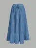 Falda midi plisada patchwork de cintura alta con cordón para mujer, falda tipo pastel multicapa suave y elegante