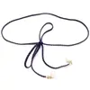 Moda Femenina Primavera y Verano Vestido con Cadena en la Cintura Nudo Cuerda Trenzada en la Cintura Colgante Decorativo de Perla para Mujer Cinturón Multicolor