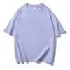 Camiseta Masculina Off-Shoulder de Manga Curta Algodão Puro de Xinjiang Peso Pesado 300g Feminina Solta Casual Respirável Cor Sólida