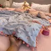 Nuevo Juego de Ropa de Cama Cómodo de Algodón Acolchado con Bordado, con Funda de Edredón, Sábana Plana y Sábana Ajustable - Juego de Cuatro Piezas