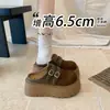 Zapatos de media pantufla Birkenstock para aumentar la altura de personas bajas, calzado de exterior para mujer, nuevo otoño 2026, hebilla de cinturón, suela gruesa, pantuflas casuales