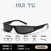 Óculos de Sol Y2K Estilo Futuro Moldura Estreita Moda Proteção Solar para Homens e Mulheres Personalidade Anti-UV Óculos de Sol Millennium Spicy Girl