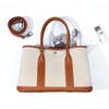 Bolsa de couro genuíno feminina de alta qualidade personalizada, bolsa de jardim de lona de grande capacidade de couro de vaca de primeira camada com cores contrastantes