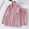 Pijama de Algodón Nube con Dibujos de Perro Pacha para Mujer, Manga Larga, Pantalón Largo, Conjunto de Dos Piezas, Cárdigan con Solapa, Dulce, Se Puede Usar Afuera, Ropa para el Hogar