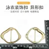 Fivela Decorativa para Maiô em Resina Envolvida em Metal Padrão Irregular de Mármore Conector Frontal para Biquíni Acessórios de Metal para Moda Praia