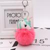 Colgante de bolso con forma de bola de pelo de unicornio, imitación de conejo Rex, llavero con forma de bola de pelo a juego, colgante de coche de peluche de poni, venta al por mayor