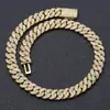 Colar Cubano Masculino Europeu e Americano Transfronteiriço 14mm Fecho de Encaixe Zircônia Diamantada Completa Joia Hip-Hop de Alto Padrão Personalização