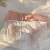 Braguitas Retro Francesas de Satén Hielo Seda Malla para Mujer de Cintura Baja con Encaje Transpirables Algodón Puro en la Entrepierna para Niñas