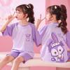 Pijamas para niños y niñas, de manga corta, de algodón peinado, finos, con dibujos animados, ropa de verano para el hogar para niños de talla mediana y grande.
