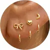 Conjunto de brincos florais de zircônia cúbica transfronteiriço europeu e americano, um conjunto de três, com designs simples e elegantes, cobre banhado a ouro e uma estética de alta qualidade