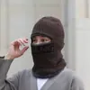 Gorro para Hombre de Invierno de una Pieza Tejido Gorro Deslizante con Máscara de una Pieza Forrado de Felpa Engrosado Resistente al Viento y al Frío Protección para los Oídos para Ciclismo