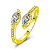 Anillo abierto de doble diamante Ojo de Caballo japonés y coreano con diamantes completos anillo creativo de circón Ojo de Caballo anillo de comercio exterior europeo y americano