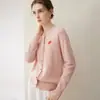 Cárdigan 100% cachemira para mujer, cachemira pura bordada, nuevo estilo otoño e invierno, botones coloridos, cuello redondo a la moda, suéter cálido tejido