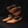 Botas de tornozelo retas da moda estilo coreano com blocos de cor de 1 cm, novo modelo outono e inverno 2026, bico fino, sem cadarço com sola reta, botas casuais estilo western