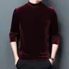 Camiseta de manga larga de terciopelo de alta gama para hombre, nueva tendencia primavera y otoño 2026, ropa para hombre joven casual de cuello redondo