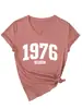 1976 Vintage Amazon Ebay Sitio Independiente Casual Cómodo Versátil Camiseta de Manga Corta con Cuello en V para Mujer Camiseta Base