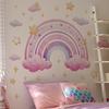 BM6077 Pegatinas de Pared Autoadhesivas Estrellas Arcoíris Nubes Pared de Fondo Decoración Sala de Estar Dormitorio Pegatinas de Pared de Fondo Autoadhesivas