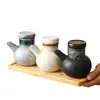 Pote Grande para Vinagre Garrafa de Óleo para Restaurante Japonês com Tampa Frasco de Condimento de Cerâmica Pote Pequeno para Vinagre de Cozinha Doméstica Pote para Molho de Soja