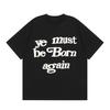 Camiseta de Manga Corta con Estampado de Letras Kanye Rebirth de Marca Nueva, Estilo Americano High Street, Holgada, para Pareja, Algodón Puro, Cuello Redondo