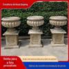 Fabricante de lote de vaso de flores de escultura em pedra Vaso de flores de pedra de granito de mármore natural Escultura de vaso de flores de pedra de ferrugem amarela