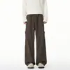 Pantalones Rectos de Textura Ombré High Street para Hombre, Holgados de Pierna Ancha con Cintura de Cordón, Estilo Perezoso, Pantalones Casuales de Longitud Completa para Hombre