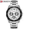 CURREN/Carren 8077 Reloj de Cuarzo Popular para Hombre con Tres Ojos Falsos Reloj de Cuarzo Japonés Resistente al Agua