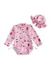 3-6M 6-12M 12-18M 18-24M 2-3A Maiô infantil de peça única com chapéu