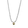 Collar Colgante Corazón y Gota de Agua Bloques de Color Dorado y Plateado para Mujer, Estilo Minimalista, Diseño de Nicho, Acero de Titanio, Cadena para Clavícula que No se Desvanece