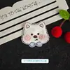 Patche bordado em inglês de urso branco de desenho animado, etiqueta de tecido com mensagem de bênção fofa, etiqueta bordada em computador, acessório de decoração para roupas e bolsas