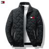 Abrigo acolchado de algodón para hombre, invierno, nuevo abrigo cálido con forro polar y rombos acolchado de algodón, estilo coreano, moderno, cuello alto corto, para jóvenes, disponible en stock