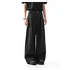 Pantalones de Traje Sueltos Negros Estilo Americano para Hombre, Pantalones de Pierna Ancha Rectos Simples de Alta Gama, Pantalones de Vestir Casuales de Caída de Moda
