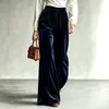 2026 Pantalones Casuales de Pierna Ancha para Mujer, Color Sólido, con Cordón y Bolsillos Dobles, Pantalones Largos de Cintura Alta, Otoño e Invierno, Transfronterizos Europeos y Americanos